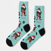 Rough Collie Dog Personalisiertes Weihnachtsgesche Socken (Linkes Detail)