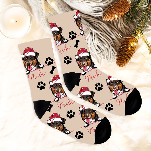 Rough Collie Dog Personalisiertes Weihnachtsgesche Socken