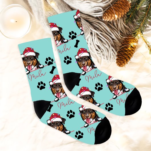 Rough Collie Dog Personalisiertes Weihnachtsgesche Socken
