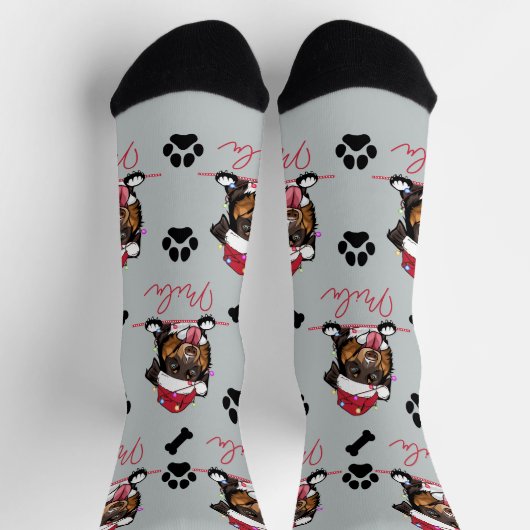 Rough Collie Dog Personalisiertes Weihnachtsgesche Socken (Oben)