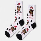 Rough Collie Dog Personalisiertes Weihnachtsgesche Socken (Linkes Detail)