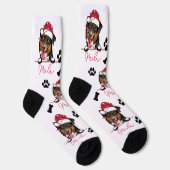 Rough Collie Dog Personalisiertes Weihnachtsgesche Socken (Rechts)