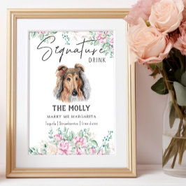 Rough Collie Dog Signature Drink Sign Poster
