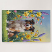 Rough Collie Dog Spring Flowers Malerei Puzzle (Horizontal)