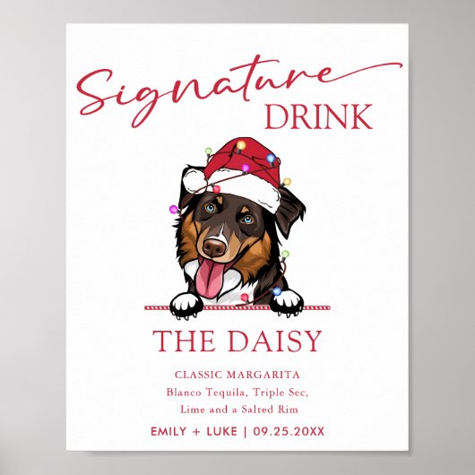 Rough Collie Dog Wedding Signature Drink Sign Poster (Vorne)