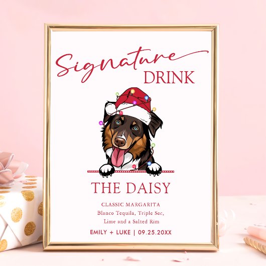 Rough Collie Dog Wedding Signature Drink Sign Poster