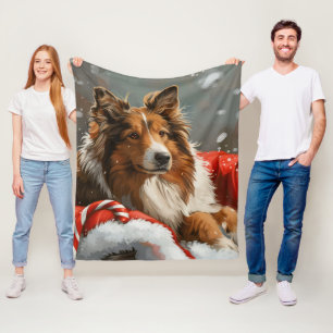 Rough Collie Dog Weihnachtsfest Fleecedecke