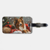 Rough Collie Dog Weihnachtsfest Gepäckanhänger (Rückseite horizontal)