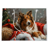 Rough Collie Dog Weihnachtsfest Große Geschenktüte (Vorderseite)