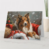 Rough Collie Dog Weihnachtsfest Karte (Vorderseite)
