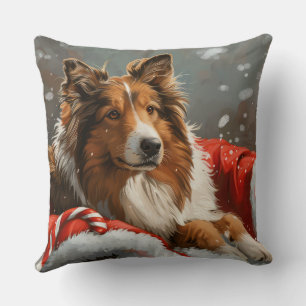 Rough Collie Dog Weihnachtsfest Kissen