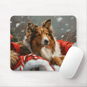 Rough Collie Dog Weihnachtsfest Mousepad