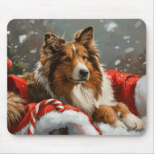 Rough Collie Dog Weihnachtsfest Mousepad (Vorne)