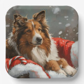 Rough Collie Dog Weihnachtsfest Pappteller (Vorderseite)