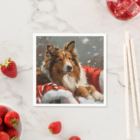 Rough Collie Dog Weihnachtsfest Serviette (Beispiel)