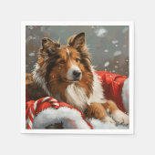 Rough Collie Dog Weihnachtsfest Serviette (Vorderseite)