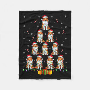 Rough Collie Dog Weihnachtsmannmütze Xmas Lights C Fleecedecke