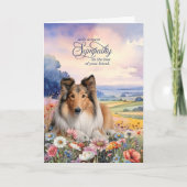 Rough Collie Dog with Wildflowers Pet Sympathy Karte (Vorderseite)