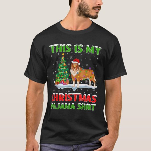 Rough Collie Dog Xmas Tree Light This Is My Christ T-Shirt (Vorderseite)