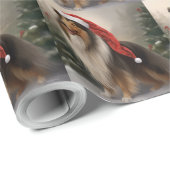 Rough Collie Dog zu Schnee Weihnachten Geschenkpapier (Rolleneckpunkt)