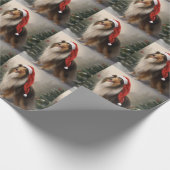 Rough Collie Dog zu Schnee Weihnachten Geschenkpapier (Ecke)