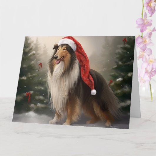 Rough Collie Dog zu Schnee Weihnachten Karte (Orchidee)