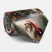Rough Collie Dog zu Schnee Weihnachten Krawatte (Gerollt)