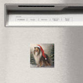 Rough Collie Dog zu Schnee Weihnachten Magnet (In Situ (Geschirrspüler))