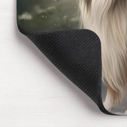 Rough Collie Dog zu Schnee Weihnachten Mousepad (Ecke)