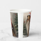 Rough Collie Dog zu Schnee Weihnachten Pappbecher (Rechts)