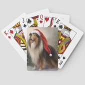 Rough Collie Dog zu Schnee Weihnachten Spielkarten (Rückseite)