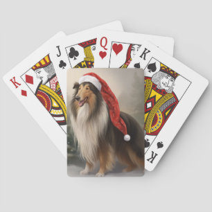 Rough Collie Dog zu Schnee Weihnachten Spielkarten