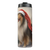 Rough Collie Dog zu Schnee Weihnachten Thermosbecher (Vorderseite)
