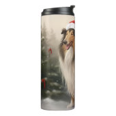 Rough Collie Dog zu Schnee Weihnachten Thermosbecher (Nach links gedreht)