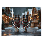 Rough Collie Dogs Christmas Snow Holiday Große Geschenktüte (Vorderseite)