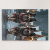 Rough Collie Dogs Christmas Snow Holiday Puzzle (Horizontal)