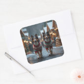 Rough Collie Dogs Christmas Snow Holiday Quadratischer Aufkleber (Umschlag)