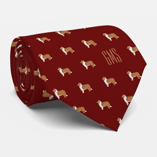 Rough Collie Dogs Pattern Mit Monogramm Krawatte (Gerollt)