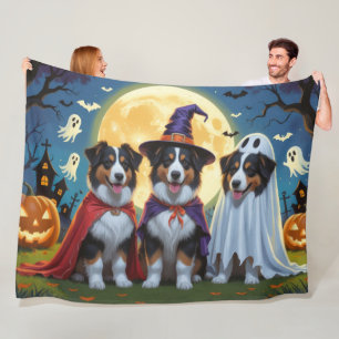 Rough Collie Dogs Pumpkin Halloween Funny Fleecedecke