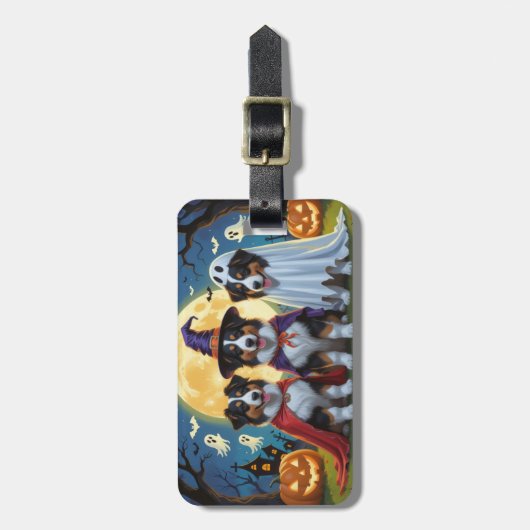 Rough Collie Dogs Pumpkin Halloween Funny Gepäckanhänger (Vorderseite vertikal)