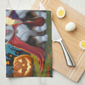 Rough Collie Dogs Pumpkin Halloween Funny Geschirrtuch (Viertel Falte)