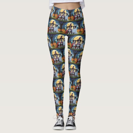 Rough Collie Dogs Pumpkin Halloween Funny Leggings (Vorderseite)