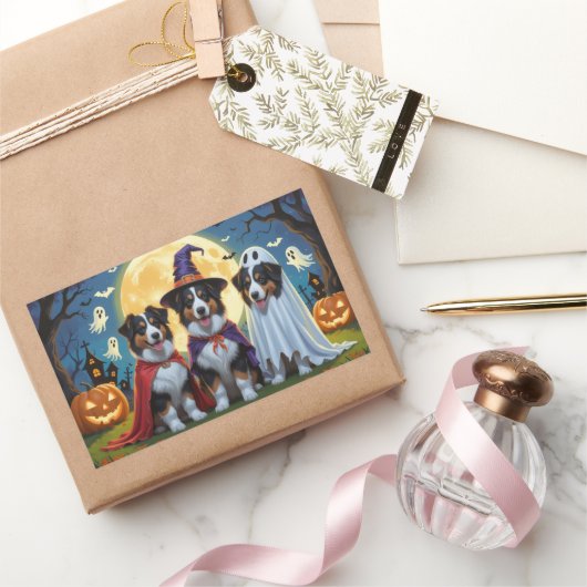 Rough Collie Dogs Pumpkin Halloween Funny Rechteckiger Aufkleber (Schenken)