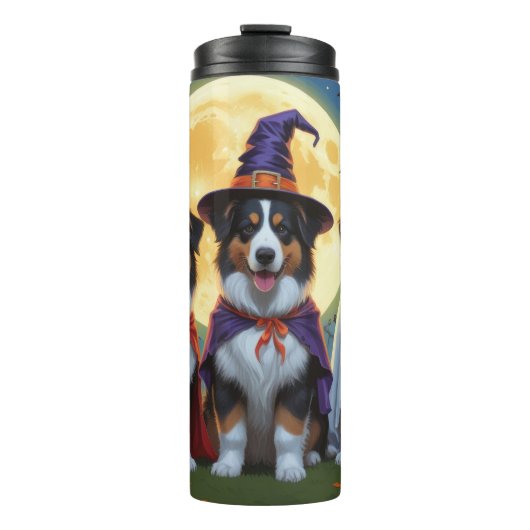 Rough Collie Dogs Pumpkin Halloween Funny Thermosbecher (Vorderseite)