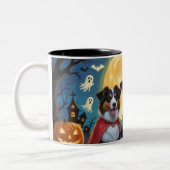 Rough Collie Dogs Pumpkin Halloween Funny Zweifarbige Tasse (Links)