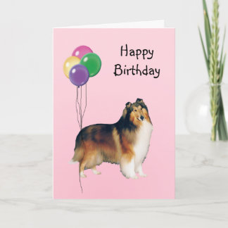Rough Collie, Geburtsballons Karte
