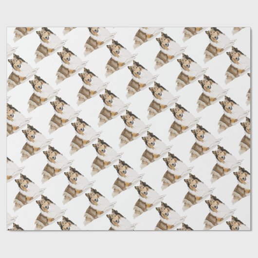 Rough Collie Geschenkpapier (Flach)