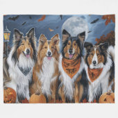 Rough Collie Halloween Spooky Fleecedecke (Vorderseite (Horizontal))