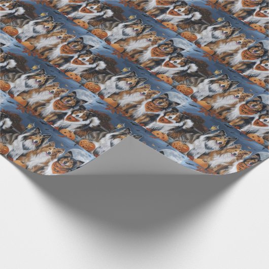 Rough Collie Halloween Spooky Geschenkpapier (Ecke)