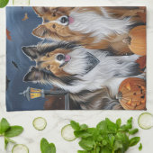 Rough Collie Halloween Spooky Geschirrtuch (Gefaltet)